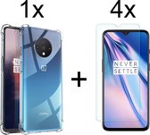 OnePlus 7T hoesje shock proof case transparant hoesjes cover hoes - 4x OnePlus 7T screenprotector