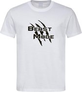Wit T shirt met  " Beast Mode " print Zwart size XL