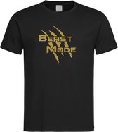 Zwart T shirt met  " Beast Mode " print Goud size XXL