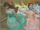 Kunst: Entrance Of The Masked Dancers C. 1879 van Hilaire-Germain-Edgar-Degas. Schilderij op aluminium, formaat is 45x100 CM