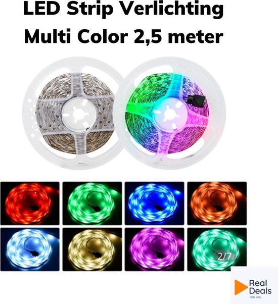 LED Strip Verlichting – 2,5 Meter - Multi Color - RGB - Zelfklevend - met  Bluetooth... | bol.com