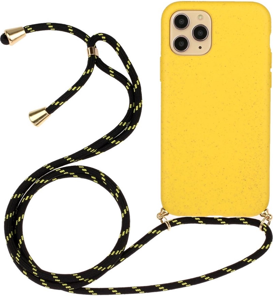 Lunso - Backcover hoes met koord - Geschikt voor iPhone 12 / Geschikt voor iPhone 12 Pro - Geel