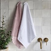 Riviera Maison Leonie - Lovely Heart Kitchen Towel - Keukendoeken - Wit / Rose - 2 stuks