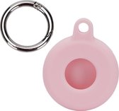 Siliconen Apple Airtag Hoesje - Roze - Inclusief Ring - Airtag-Sleutelhanger