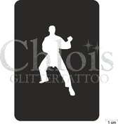 Chloïs Glittertattoo Sjabloon 5 Stuks - Martial Arts Andre - CH6511 - 5 stuks gelijke zelfklevende sjablonen in verpakking - Geschikt voor 5 Tattoos - Nep Tattoo - Geschikt voor Gl