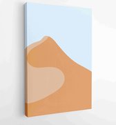 Mountain wall art vector set. Earth tones landscapes backgrounds set with moon and sun. 2 - Moderne schilderijen – Vertical – 1875695956 - 50*40 Vertical