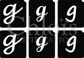 Chloïs Glittertattoo Sjabloon - Small Letter g - Multi Stencil - CH9763 - 1 stuks zelfklevend sjabloon met 6 kleine designs in verpakking - Geschikt voor 6 Tattoos - Nep Tattoo - G