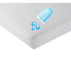 Waterdicht Matras Topperbeschermer-Hoeslaken-Molton-flanel-100% katoen -Antibacteriëel-Rondom Elastiek-Wit-2Persoons-160x200-Hoekhoogte tot 15cm