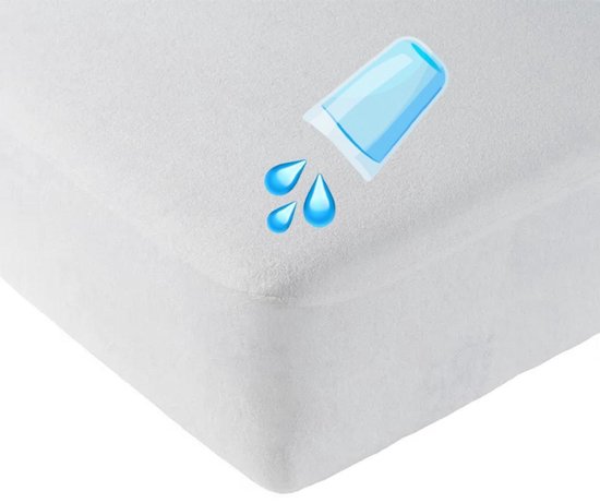 Waterdicht Matrasbeschermer-Hoeslaken-Molton-flanel-100% katoen -Antibacteriëel-Rondom Elastiek-Wit-2Persoons-160x220+30cm