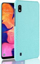 Samsung Galaxy A10 Hoesje - Mobigear - Croco Serie - Hard Kunststof Backcover - Turquoise - Hoesje Geschikt Voor Samsung Galaxy A10
