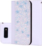 Samsung Galaxy S10+ Hoesje - Mobigear - Croco Glitter Serie - Kunstlederen Bookcase - Wit - Hoesje Geschikt Voor Samsung Galaxy S10+