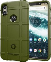 Motorola One Hoesje - Mobigear - Rugged Shield Serie - TPU Backcover - Groen - Hoesje Geschikt Voor Motorola One