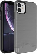 Apple iPhone 11 Hoesje - Mobigear - Brushed Card Serie - Hard Kunststof Backcover - Grijs - Hoesje Geschikt Voor Apple iPhone 11