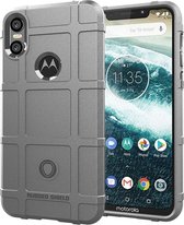 Motorola One Hoesje - Mobigear - Rugged Shield Serie - TPU Backcover - Grijs - Hoesje Geschikt Voor Motorola One