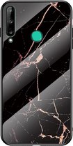 Mobigear Marmer Gehard Glas Backcover voor de Huawei P40 Lite E - Zwart