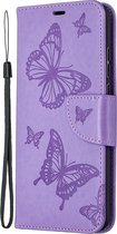 HONOR 9X Lite Hoesje - Mobigear - Butterfly Serie - Kunstlederen Bookcase - Paars - Hoesje Geschikt Voor HONOR 9X Lite