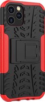 Apple iPhone 12 Mini Hoesje - Mobigear - Tire Serie - Hard Kunststof Backcover - Zwart / Rood - Hoesje Geschikt Voor Apple iPhone 12 Mini