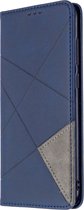 Mobigear Telefoonhoesje geschikt voor Samsung Galaxy A11 Hoesje | Mobigear Rhombus Slim Bookcase | Pasjeshouder voor 2 Pasjes | Telefoonhoesje voor Pinpas / OV Kaart / Rijbewijs - Blauw