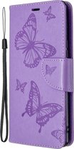 Sony Xperia L4 Hoesje - Mobigear - Butterfly Serie - Kunstlederen Bookcase - Paars - Hoesje Geschikt Voor Sony Xperia L4