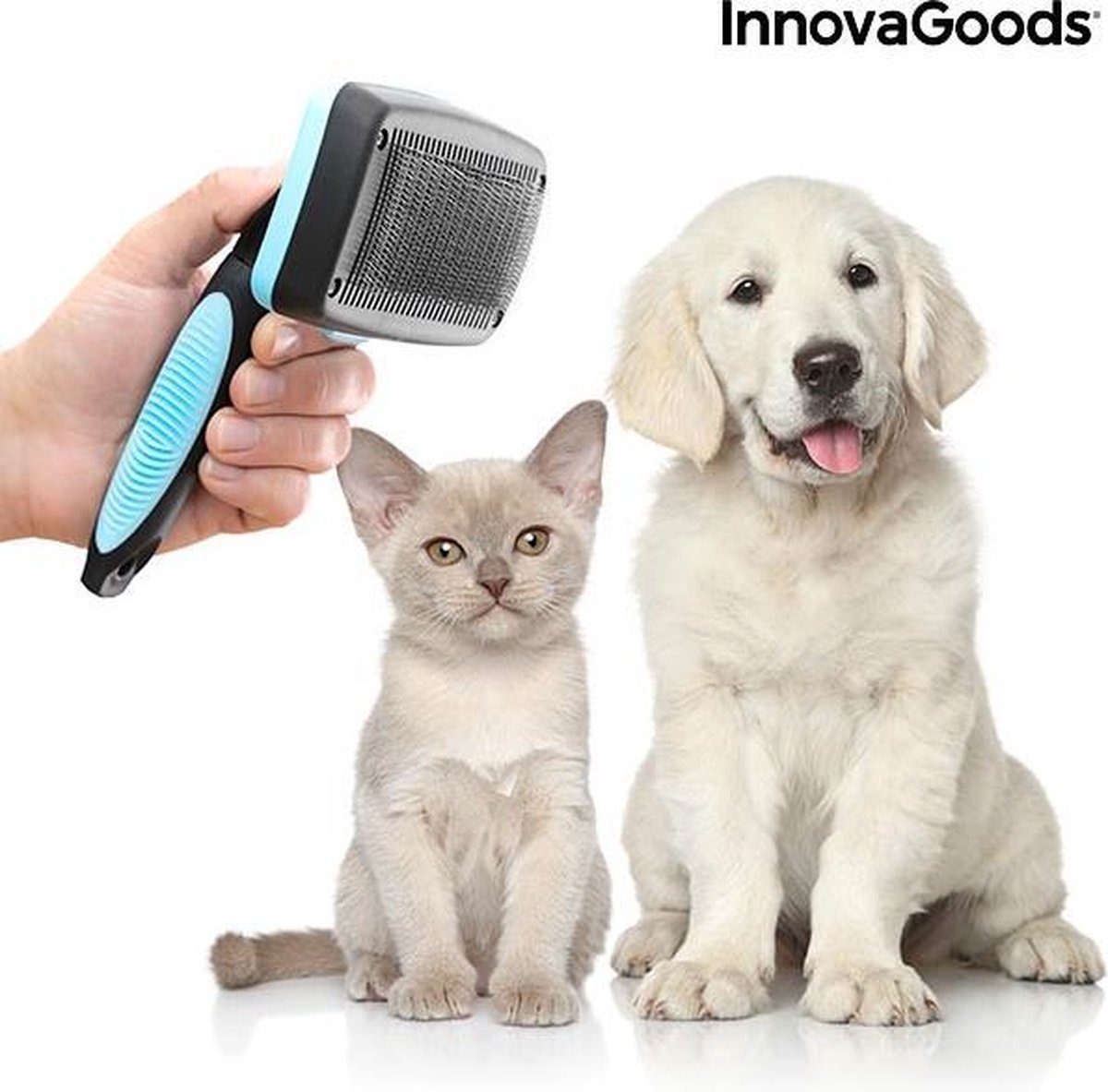 Reinigingsborstel voor Huisdieren met Intrekbare Borstelharen - Huisdierhaar Verwijderaar - Haarverwijderaar - Pluizenborstel - Haarvanger - Honden en Kattenhaar Verwijderaar