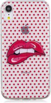Apple iPhone XR Hoesje - Mobigear - Design Serie - TPU Backcover - Red Lips - Hoesje Geschikt Voor Apple iPhone XR