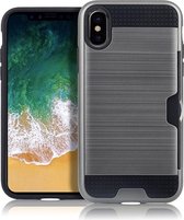 Apple iPhone Xr Hoesje - Mobigear - Brushed Card Serie - Hard Kunststof Backcover - Grijs - Hoesje Geschikt Voor Apple iPhone Xr