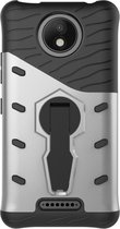 Motorola Moto C Plus Hoesje - Mobigear - Grip Stand Serie - Hard Kunststof Backcover - Zilver - Hoesje Geschikt Voor Motorola Moto C Plus