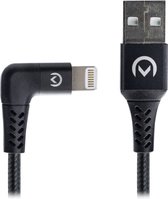 Mobilize Nylon 90 Degree USB-A naar Apple Lightning Kabel 1.5 Meter - Zwart