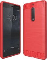 Nokia 5 Hoesje - Mobigear - Brushed Slim Serie - TPU Backcover - Rood - Hoesje Geschikt Voor Nokia 5
