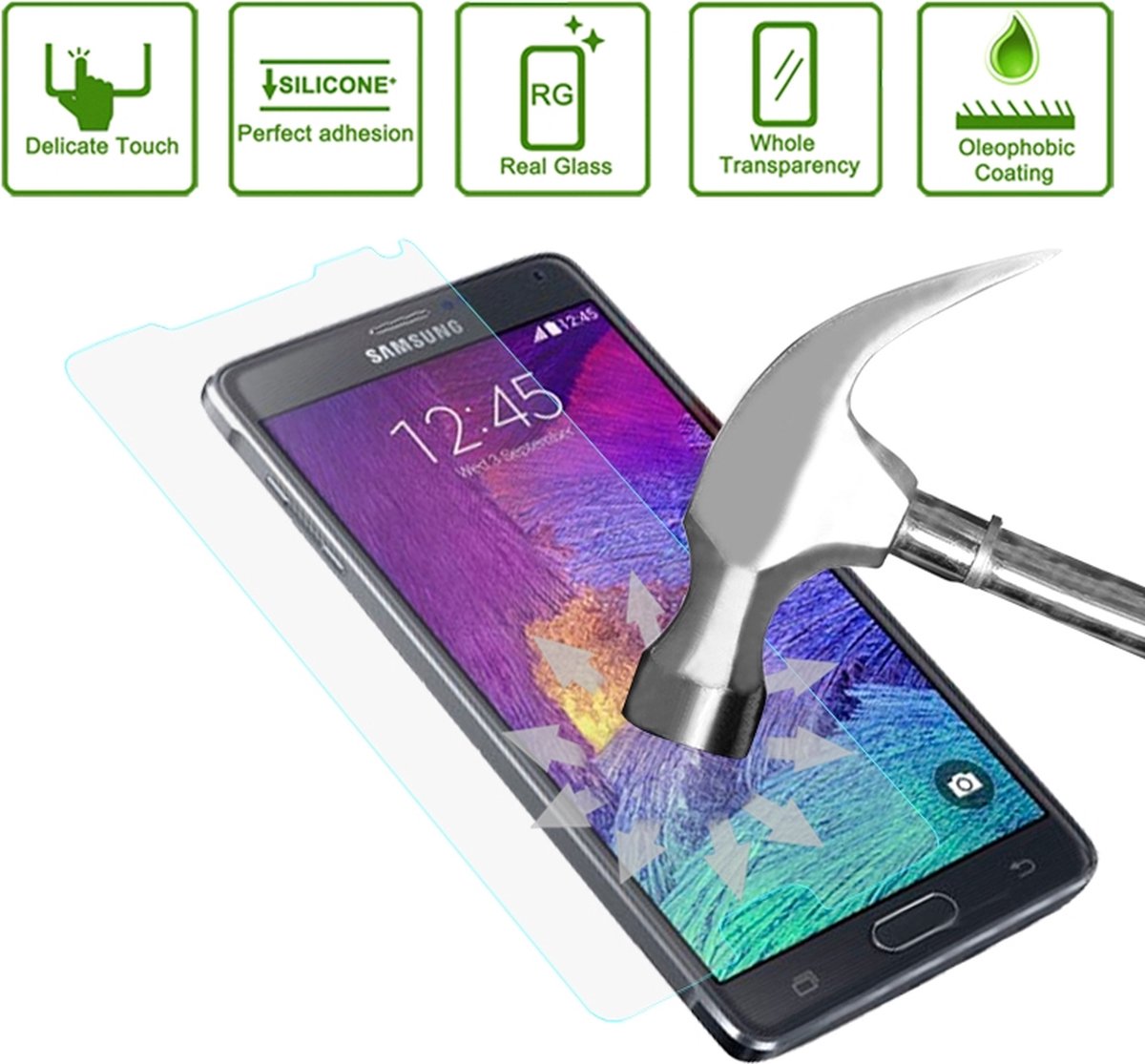 Mobigear Screenprotector geschikt voor Samsung Galaxy Note 4 Glazen | Mobigear Screenprotector - Case Friendly
