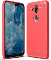 Nokia 8.1 Hoesje - Mobigear - Brushed Serie - TPU Backcover - Rood - Hoesje Geschikt Voor Nokia 8.1