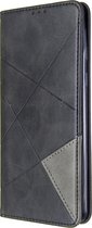 Samsung Galaxy A21 Hoesje - Mobigear - Rhombus Slim Serie - Kunstlederen Bookcase - Zwart - Hoesje Geschikt Voor Samsung Galaxy A21