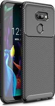 LG K40s Hoesje - Mobigear - Racing Serie - TPU Backcover - Zwart - Hoesje Geschikt Voor LG K40s