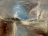Kunst: Rocket And Blue Lights (Close At hand) To Warn Steamboats Of Shoal Water 1840  van Mallord William Turner. Schilderij op aluminium, formaat is 60x100 CM