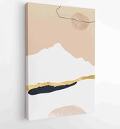 Luxury Gold Mountain wall art vector set. Earth tones landscapes backgrounds set with moon and sun. 1 - Moderne schilderijen – Vertical – 1871795815 - 115*75 Vertical