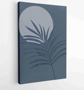 Palm leaves wall art vector set. Earth tone boho foliage line art drawing with abstract shape. 2 - Moderne schilderijen – Vertical – 1870932079 - 80*60 Vertical