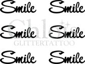Chloïs Glittertattoo Sjabloon - Smile - Multi Stencil - CH9707 - 1 stuks zelfklevend sjabloon met 6 kleine designs in verpakking - Geschikt voor 6 Tattoos - Nep Tattoo - Geschikt v