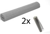 2x Non Slip Grip mat – Grijs – 30x150cm | Niet Klevende Antislipmat Gaas Patroon voor Bureaus en Keukenlades