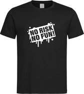 Zwart T shirt met  " No Risk No Fun " print Wit size L