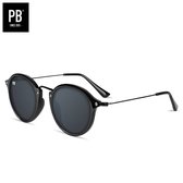 PB Sunglasses - Brooklyn Matte Black. - Zonnebril heren en dames - Gepolariseerd - Mat zwart frame - Ronde zonnebril stijl