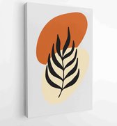 Botanical wall art vector set. Earth tone boho foliage line art drawing with abstract shape. 2 - Moderne schilderijen – Vertical – 1866300556 - 50*40 Vertical