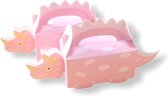 Uitdeeldoosjes Dino roze 10 Stuks - Uitdeelcadeau Kinderfeestje