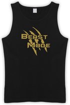 Zwarte Tanktop met  " Beast Mode " print Goud size M