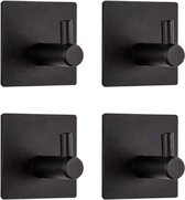 Handdoekhaakjes-Zelfklevend-Zwart-set 4 stuks-Luxe design-Multifunctioneel-Wandhaakjes