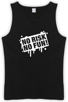 Zwarte Tanktop met  " No Risk No Fun " print Wit size XXL