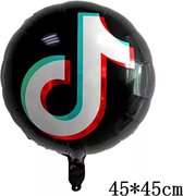 Tiktok Folieballonnen  2 stuks  45x45 zwart/party/themafeest/verjaardag/tienerfeest