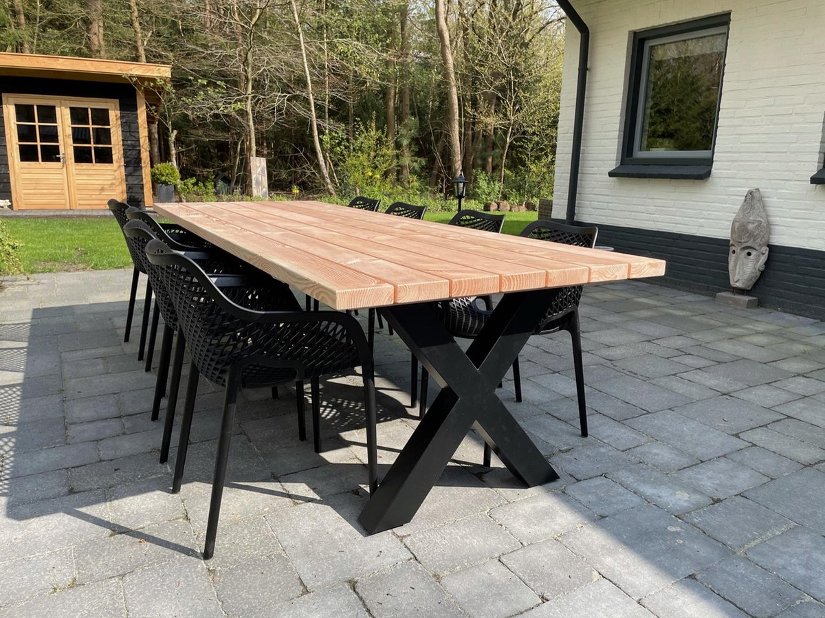 Tuintafel Douglas XL 240 cm x 105 cm | Stalen Poten | 6-8 personen | DuuMaa