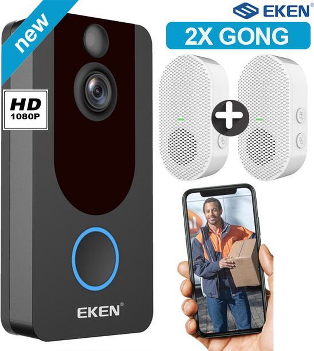 EKEN V7 deurbel met camera + 2X Gong (binnenontvanger) + gebruiksaanwijzing