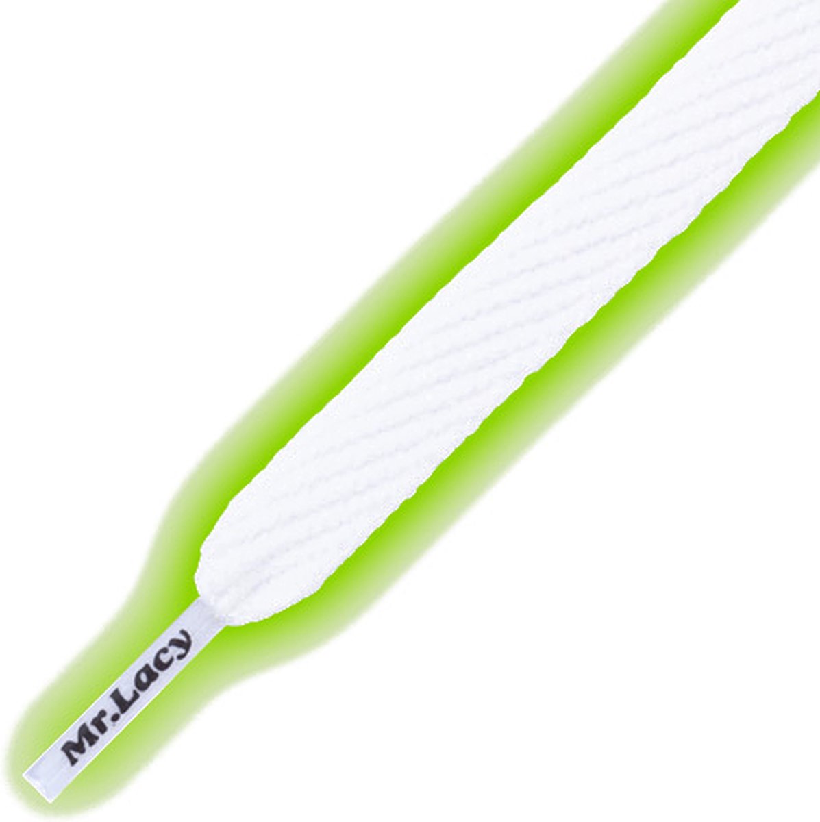 Mr. Lacy - schoenveters - Flatties Plat - Glow in the Sun wit/groen - veterlengte 130 cm
