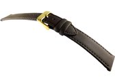 Horlogeband-18mm-echt leer-zacht-mat-plat-donkerbruin-goudkleurige gesp-18 mm